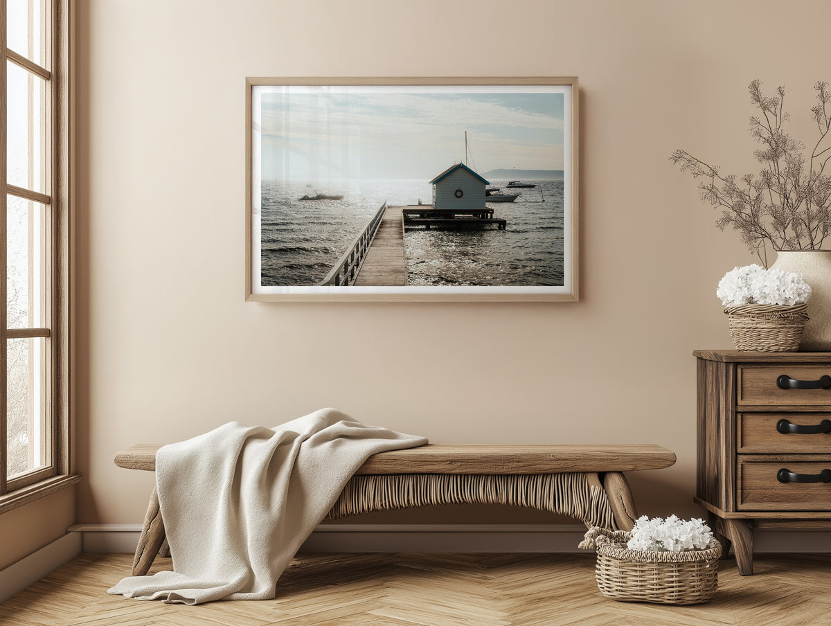 Millionaire's Walk Private Pier in Sorrento framed artwork displayed in an interior