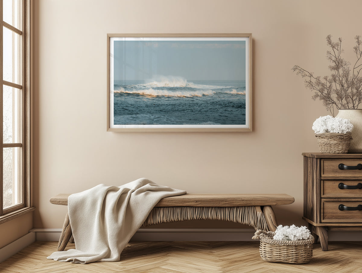 Number 16 Beach II in Rye framed artwork displayed in an interior