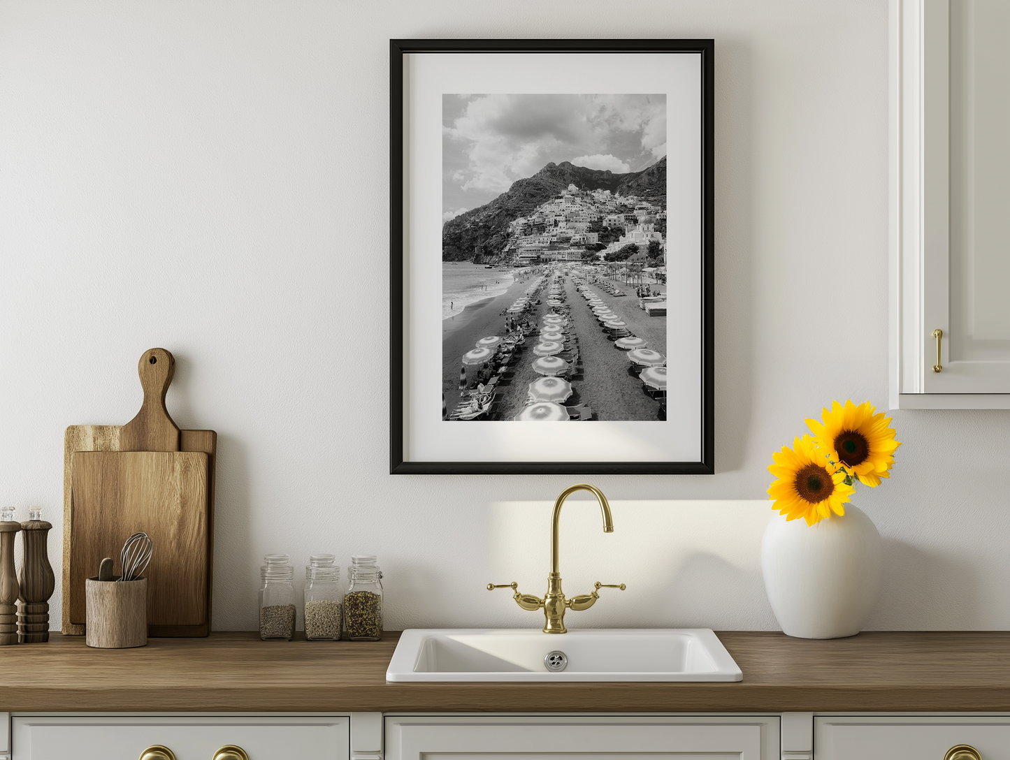 Positano Aerial III - Positano B&W - Wall Art
