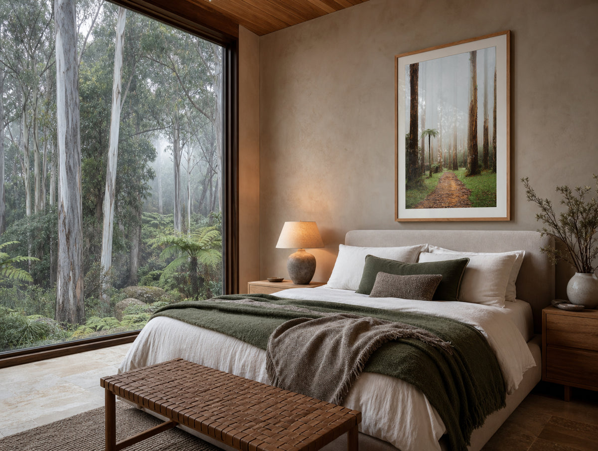 Black Spur Forest III in Narbethong framed artwork displayed in an interior