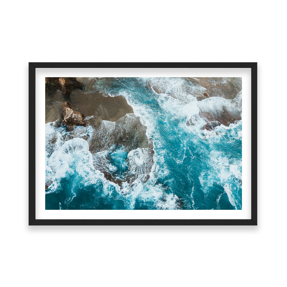 Number 16 Beach Aerial - Rye — Feature, Matte Black, Classic Frame