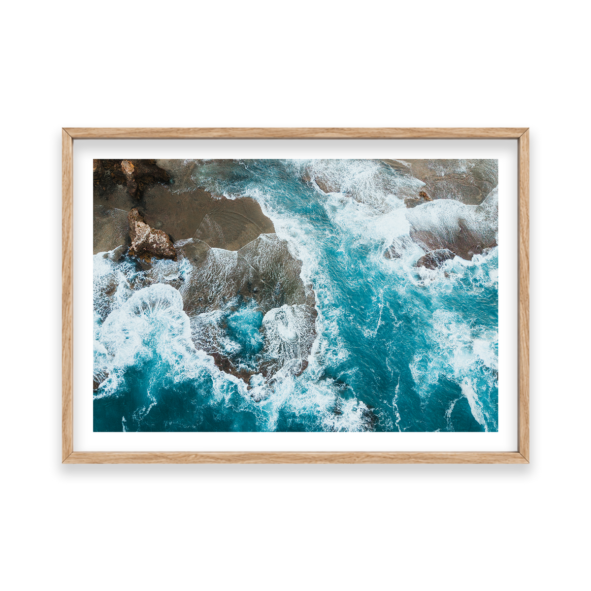Number 16 Beach Aerial - Rye — Feature, Natural Oak, Classic Frame