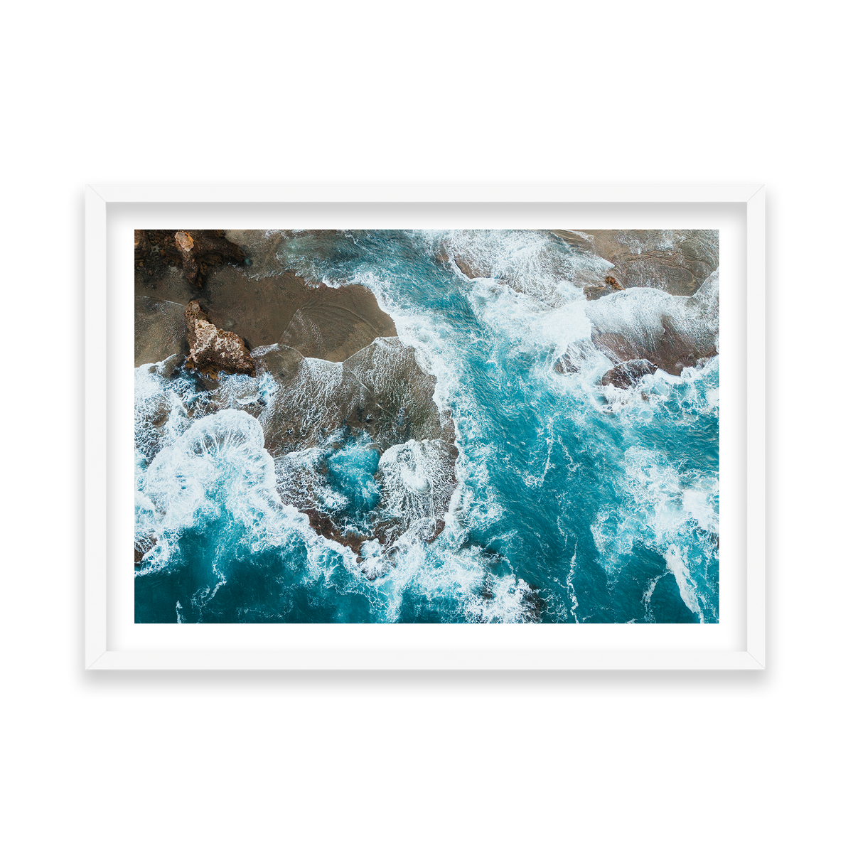 Number 16 Beach Aerial - Rye — Feature, Matte White, Classic Frame