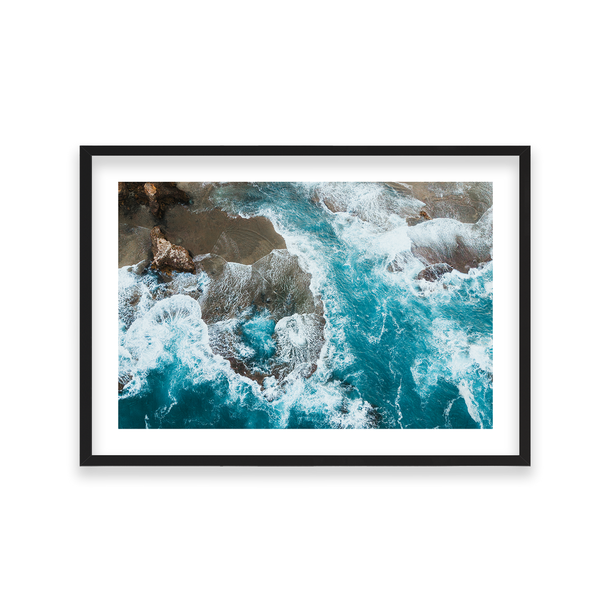 Number 16 Beach Aerial - Rye — Large, Matte Black, Classic Frame