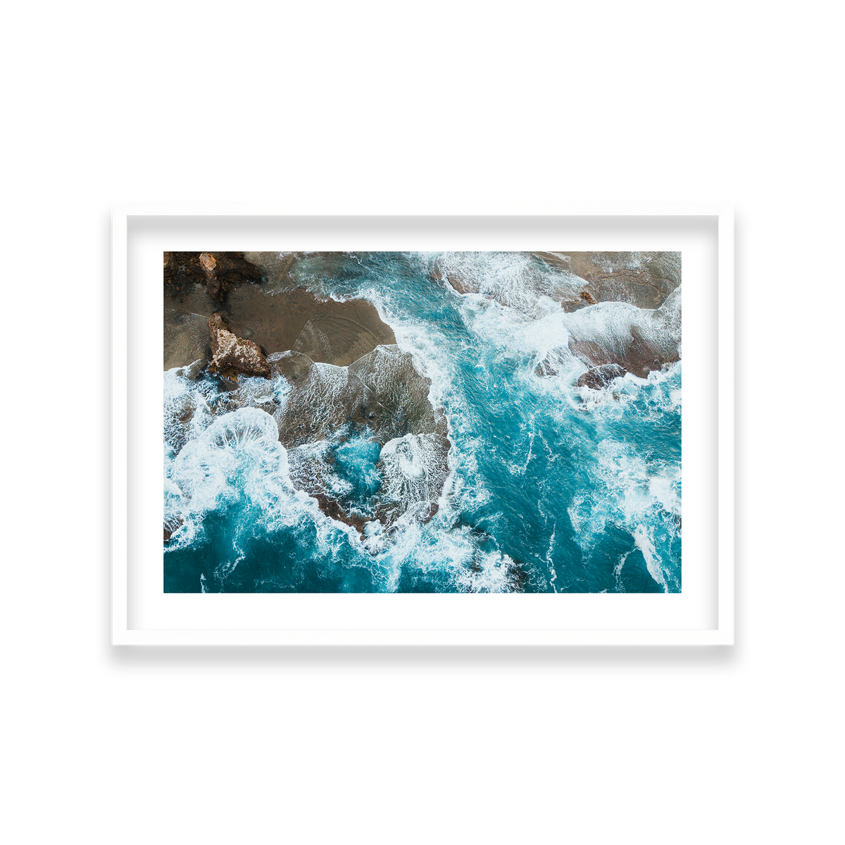 Number 16 Beach Aerial - Rye — Large, Matte White, Classic Frame