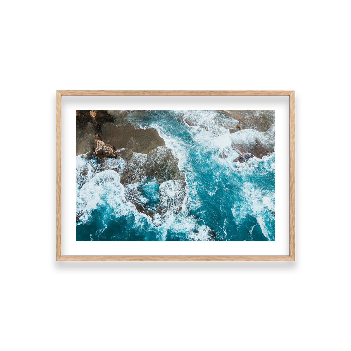 Number 16 Beach Aerial - Rye — Medium, Natural Oak, Classic Frame