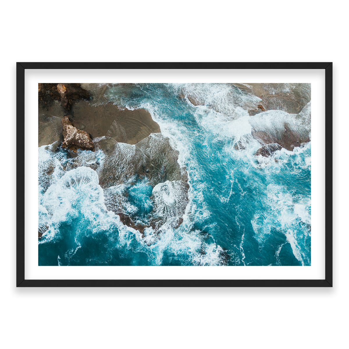 Number 16 Beach Aerial - Rye — Monument, Matte Black, Classic Frame
