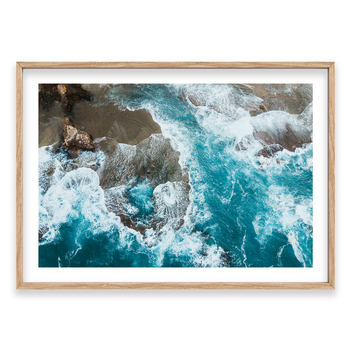Number 16 Beach Aerial - Rye — Monument, Natural Oak, Classic Frame