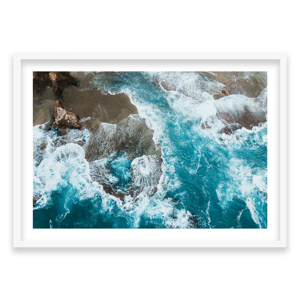Number 16 Beach Aerial - Rye — Monument, Matte White, Classic Frame