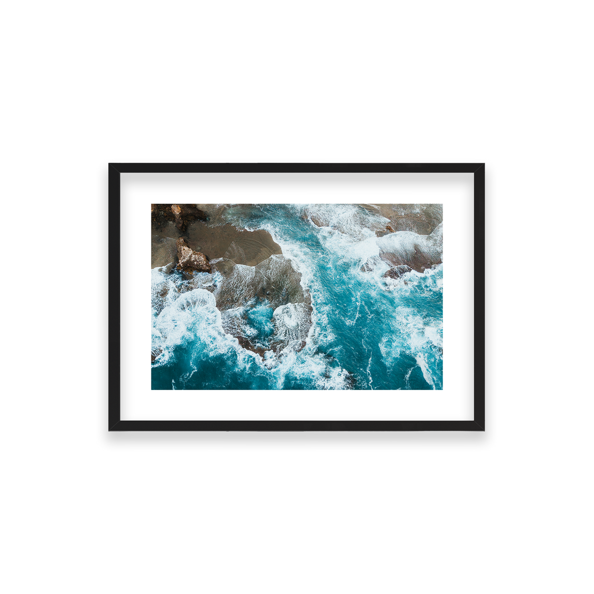 Number 16 Beach Aerial - Rye — Small, Matte Black, Classic Frame