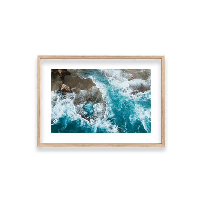 Number 16 Beach Aerial - Rye — Small, Natural Oak, Classic Frame