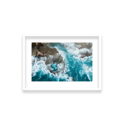 Number 16 Beach Aerial - Rye — Small, Matte White, Classic Frame
