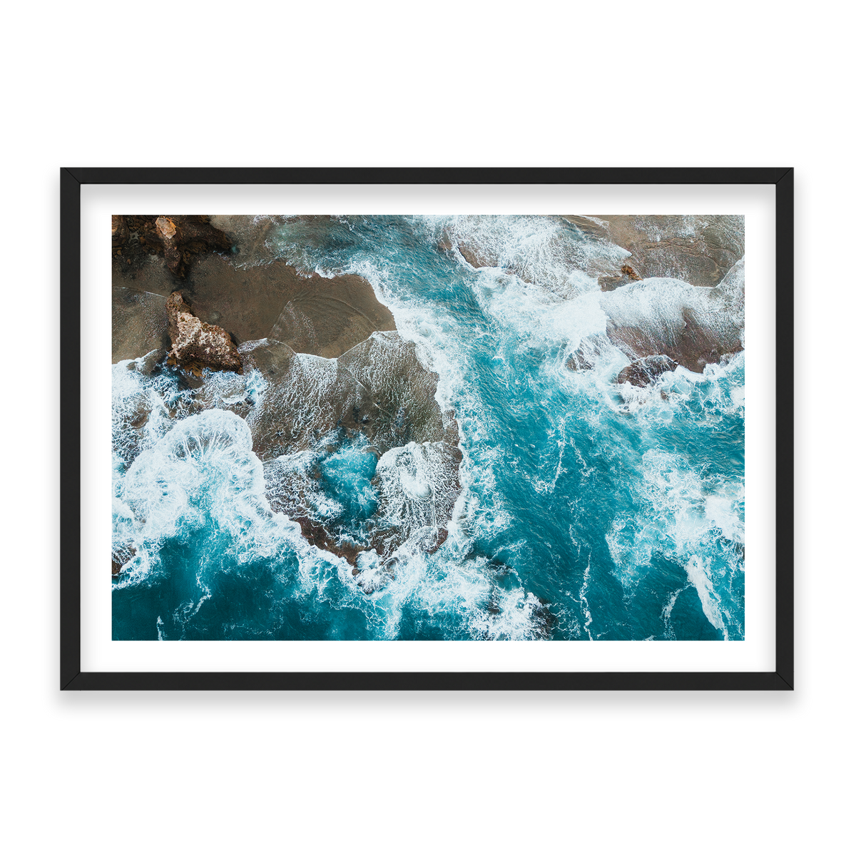 Number 16 Beach Aerial - Rye — Statement, Matte Black, Classic Frame