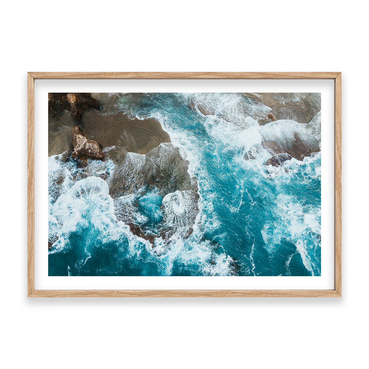 Number 16 Beach Aerial - Rye — Statement, Natural Oak, Classic Frame