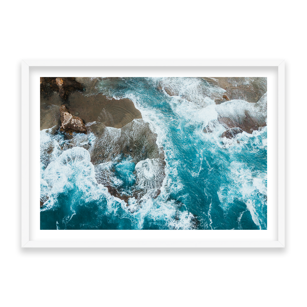 Number 16 Beach Aerial - Rye — Statement, Matte White, Classic Frame
