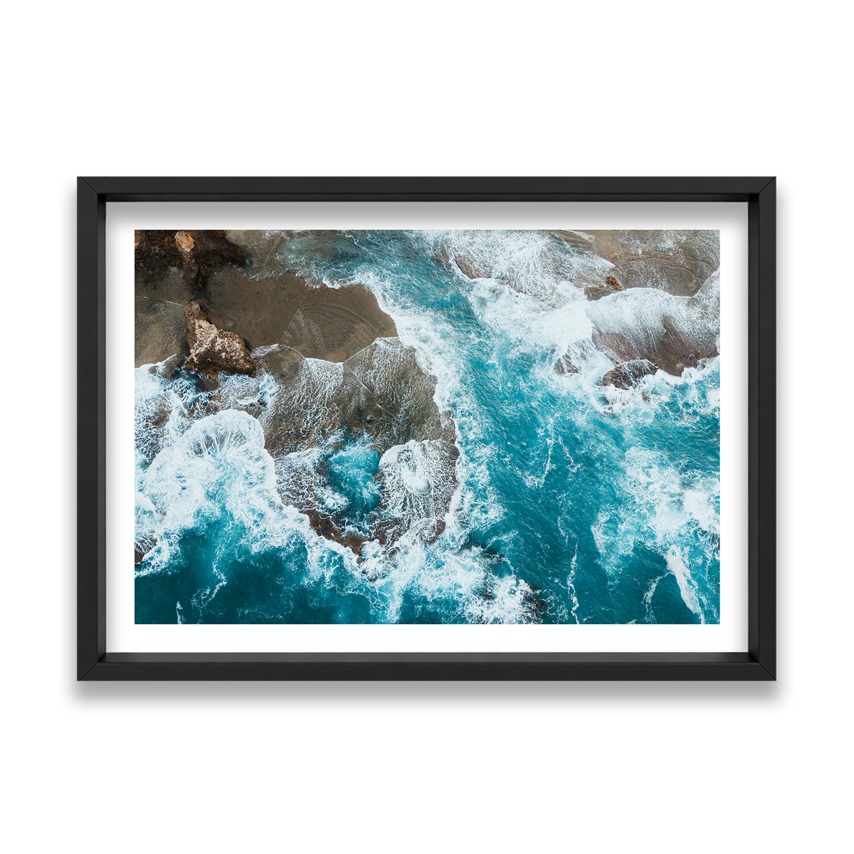 Number 16 Beach Aerial - Rye — Feature, Matte Black, Shadow Box