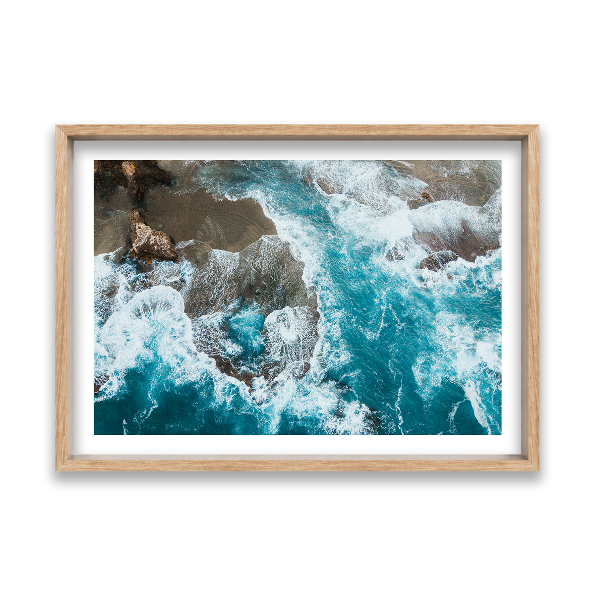 Number 16 Beach Aerial - Rye — Feature, Natural Oak, Shadow Box