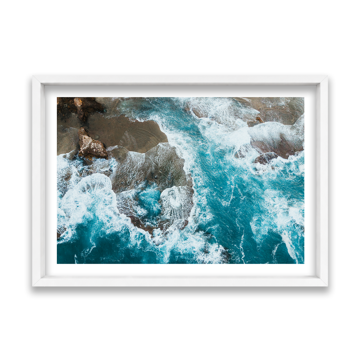 Number 16 Beach Aerial - Rye — Feature, Matte White, Shadow Box