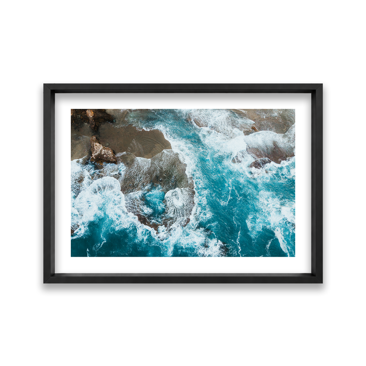 Number 16 Beach Aerial - Rye — Large, Matte Black, Shadow Box