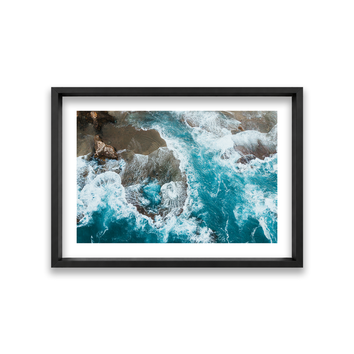 Number 16 Beach Aerial - Rye — Medium, Matte Black, Shadow Box