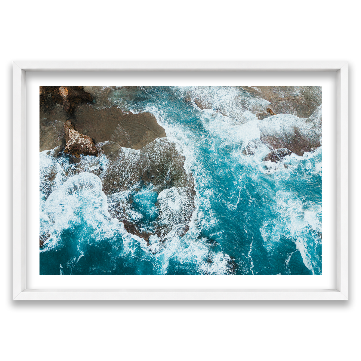Number 16 Beach Aerial - Rye — Monument, Matte White, Shadow Box