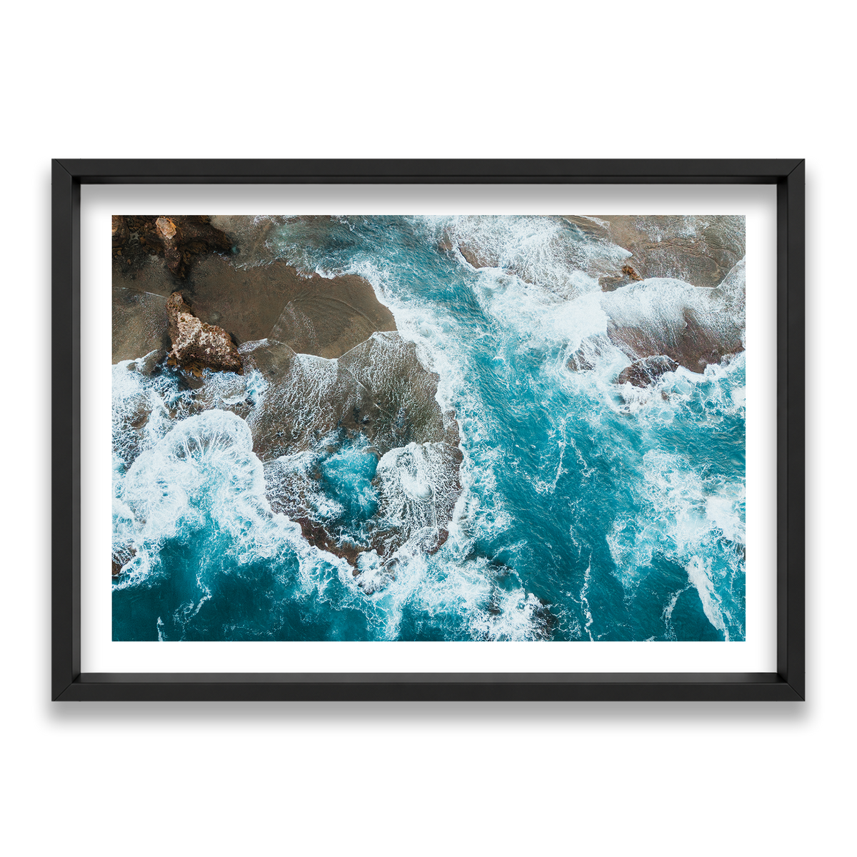 Number 16 Beach Aerial - Rye — Statement, Matte Black, Shadow Box