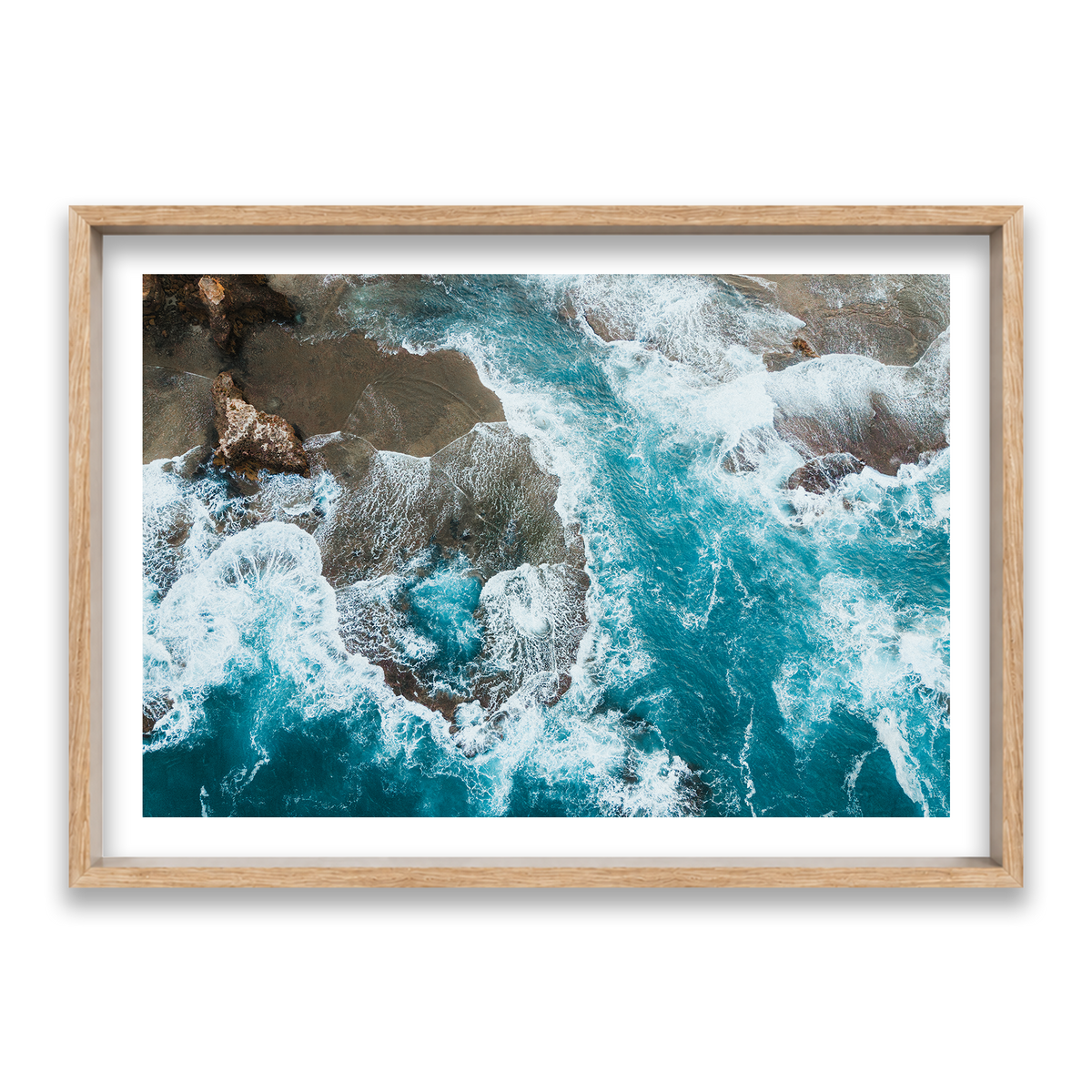 Number 16 Beach Aerial - Rye — Statement, Natural Oak, Shadow Box