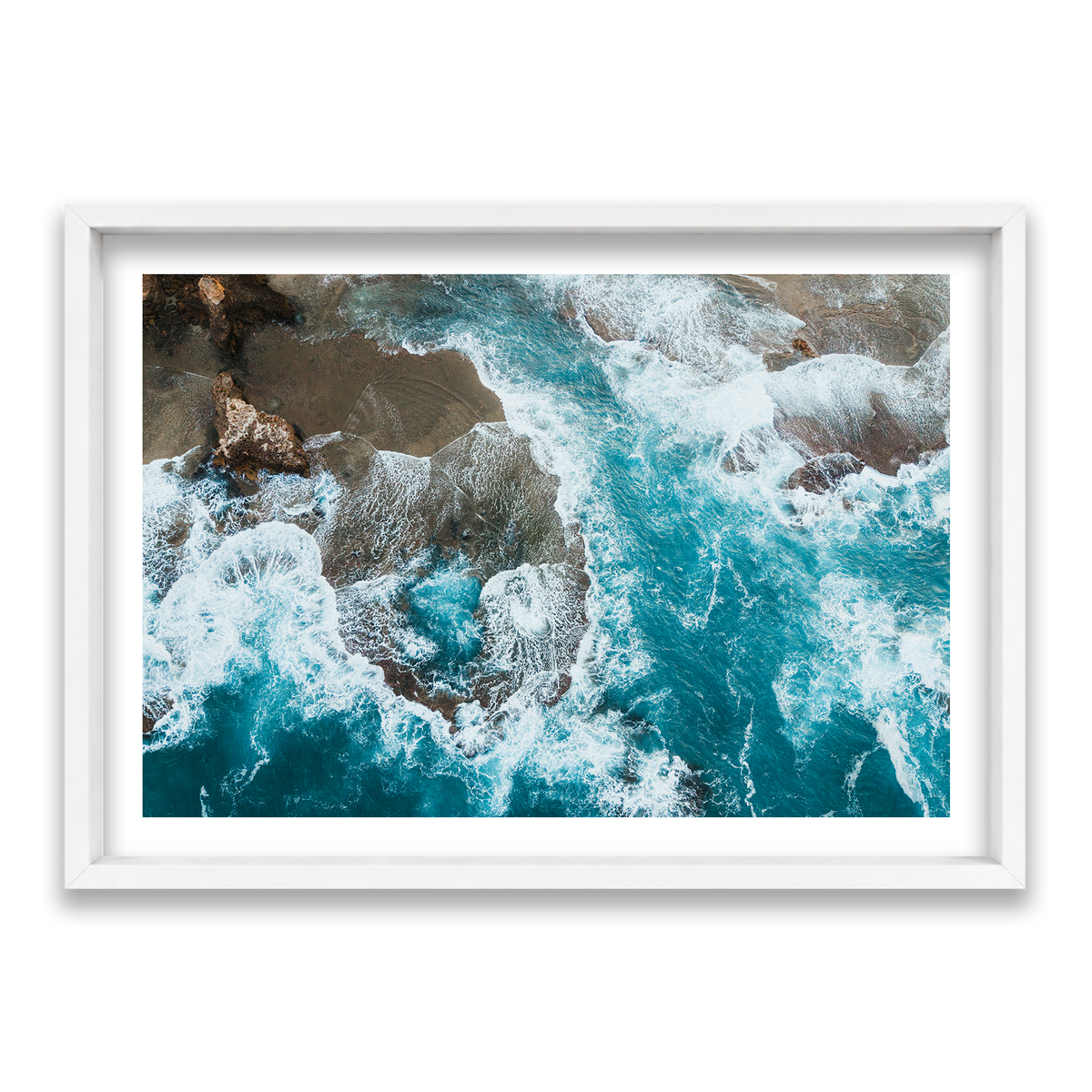 Number 16 Beach Aerial - Rye — Statement, Matte White, Shadow Box