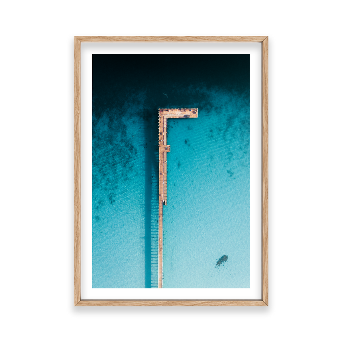 Rye Pier - Aerial — Feature, Natural Oak, Classic Frame