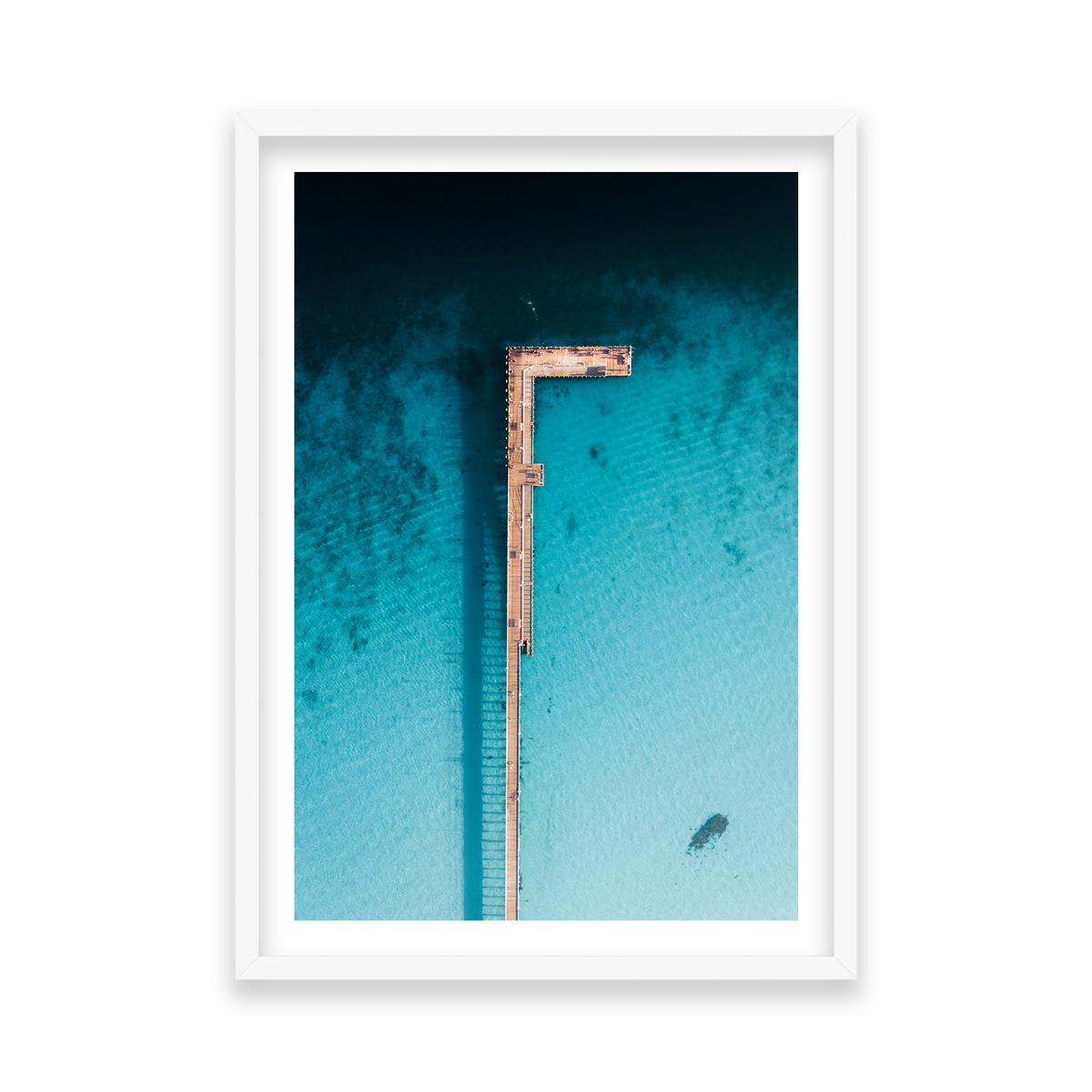 Rye Pier - Aerial — Feature, Matte White, Classic Frame