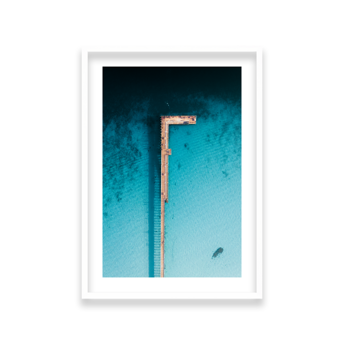 Rye Pier - Aerial — Large, Matte White, Classic Frame
