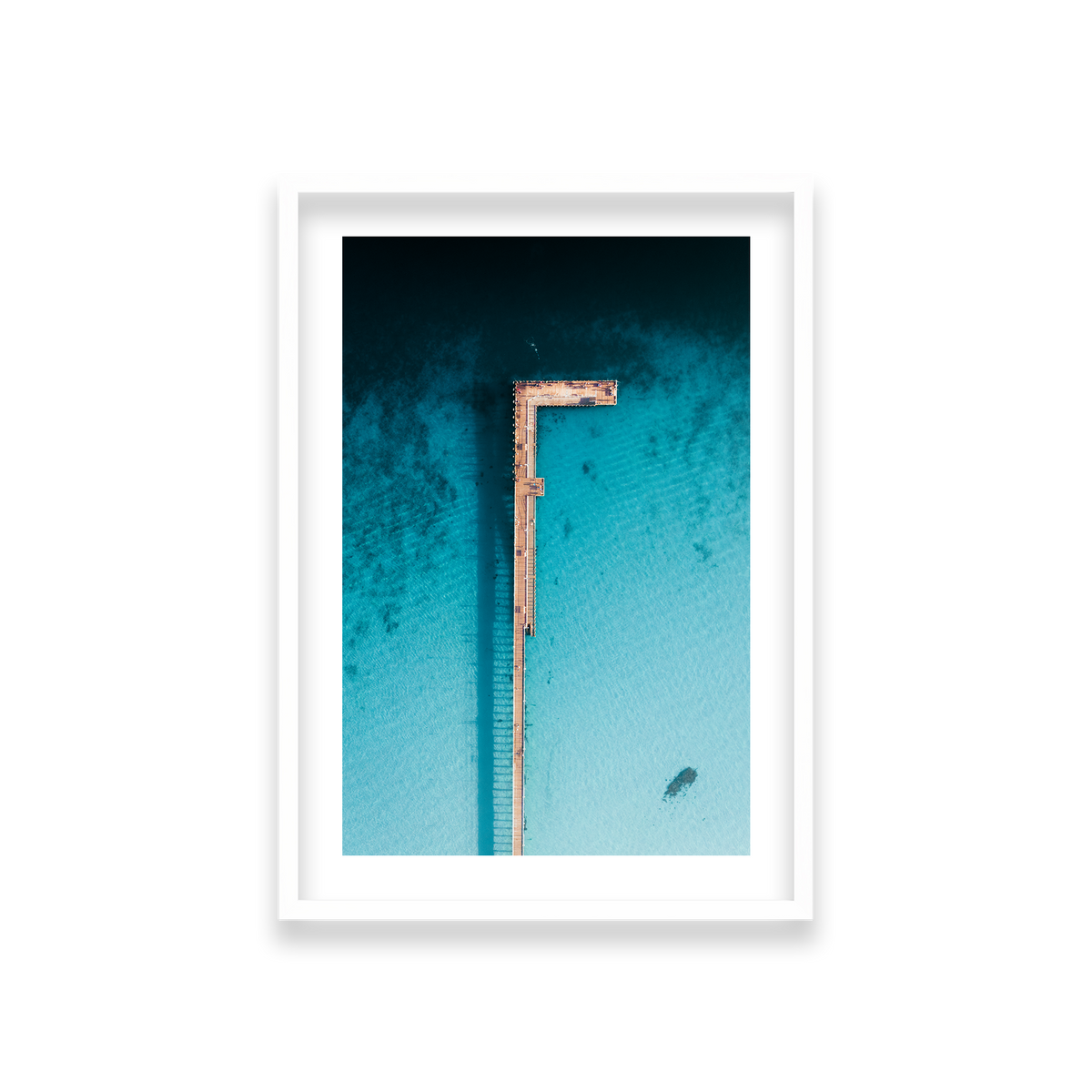 Rye Pier - Aerial — Medium, Matte White, Classic Frame