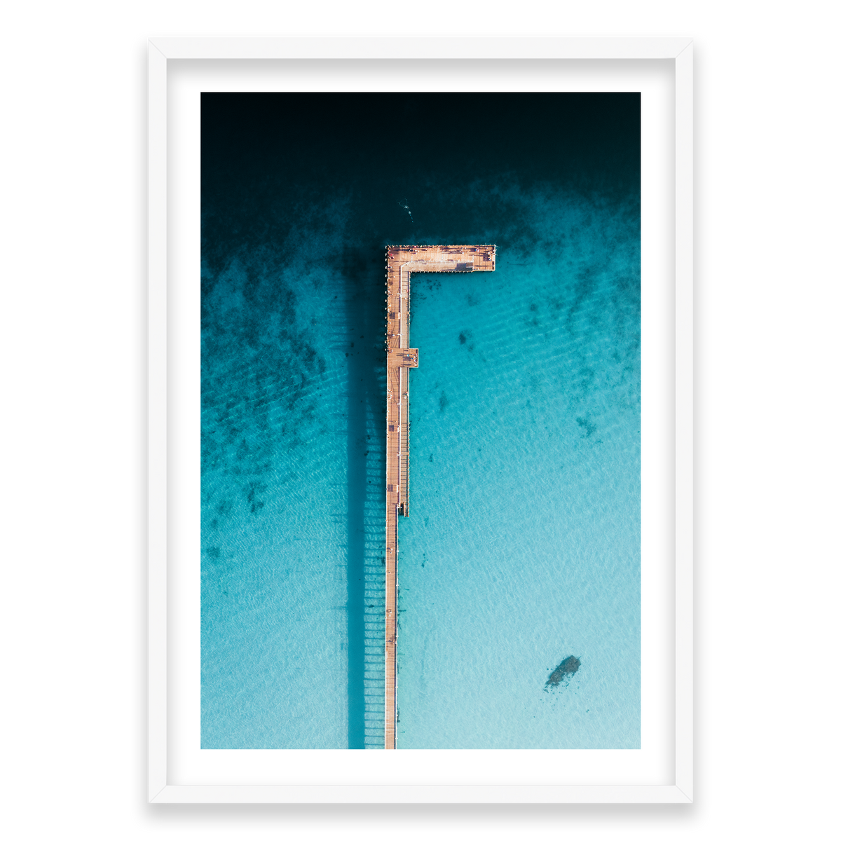 Rye Pier - Aerial — Monument, Matte White, Classic Frame