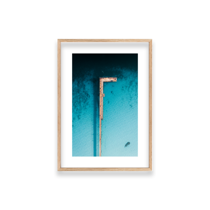 Rye Pier - Aerial — Small, Natural Oak, Classic Frame