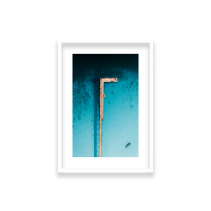 Rye Pier - Aerial — Small, Matte White, Classic Frame