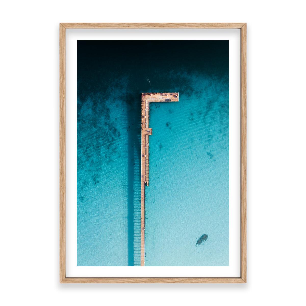 Rye Pier - Aerial — Statement, Natural Oak, Classic Frame