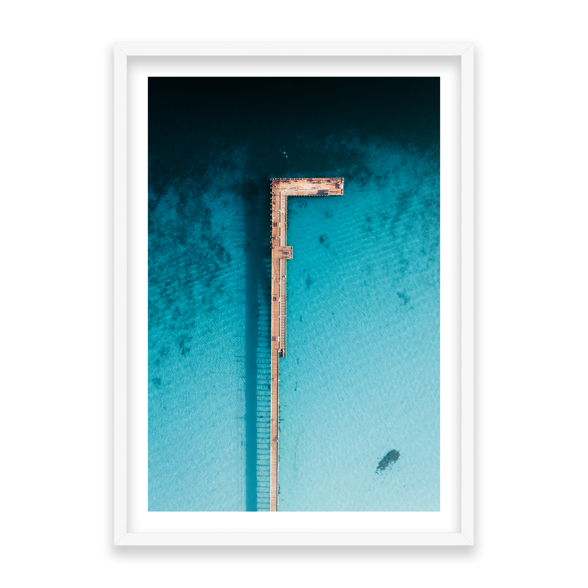 Rye Pier - Aerial — Statement, Matte White, Classic Frame