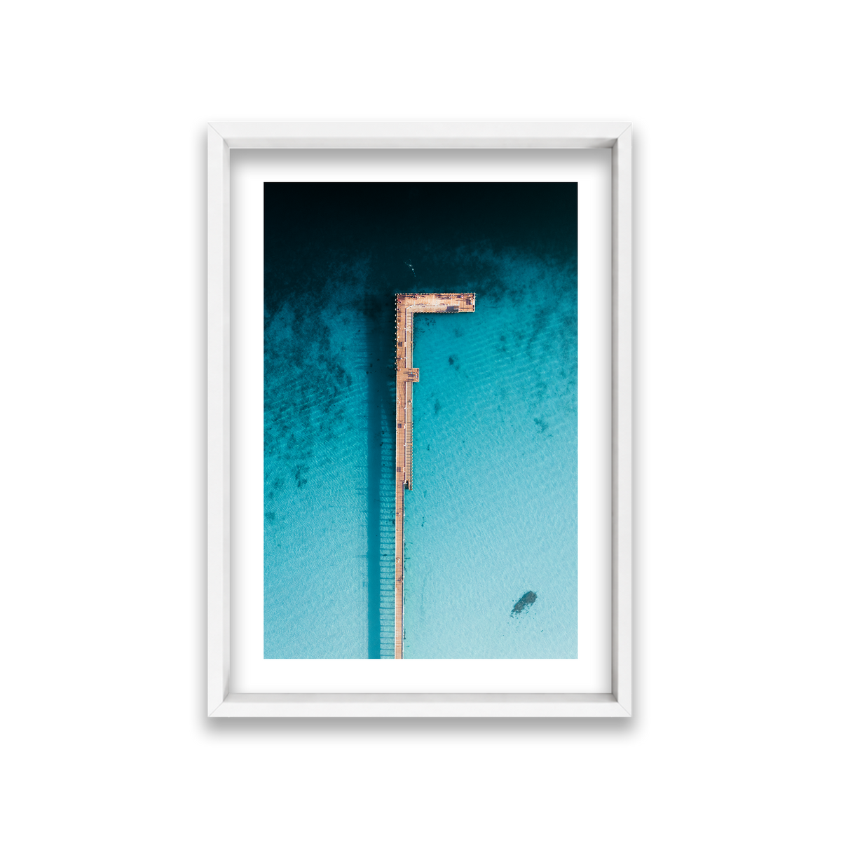 Rye Pier - Aerial — Medium, Matte White, Shadow Box