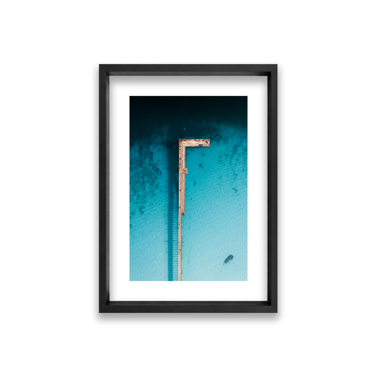 Rye Pier - Aerial — Small, Matte Black, Shadow Box
