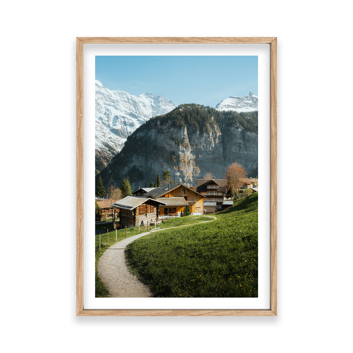 Swiss Village Living - Gimmelwald — Feature, Natural Oak, Classic Frame