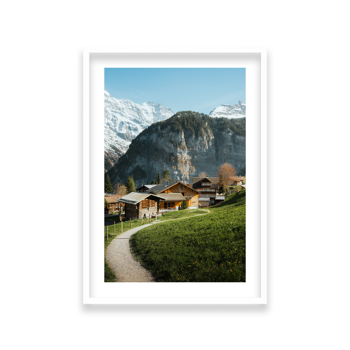 Swiss Village Living - Gimmelwald — Large, Matte White, Classic Frame