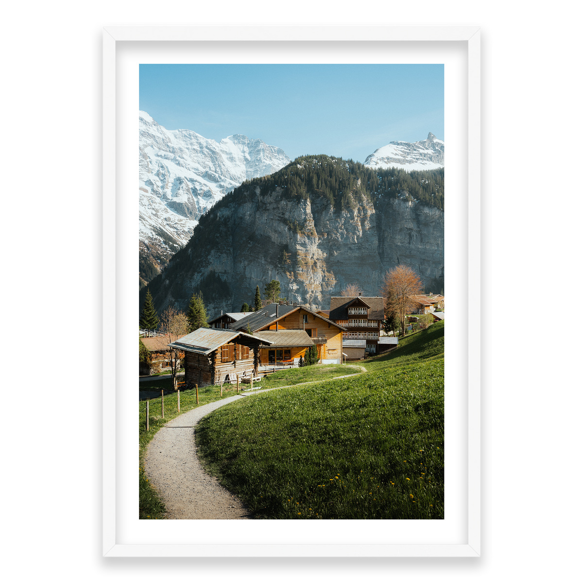 Swiss Village Living - Gimmelwald — Monument, Matte White, Classic Frame