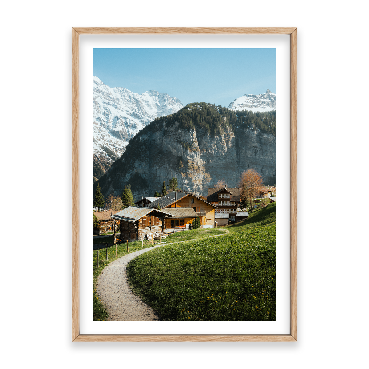 Swiss Village Living - Gimmelwald — Statement, Natural Oak, Classic Frame