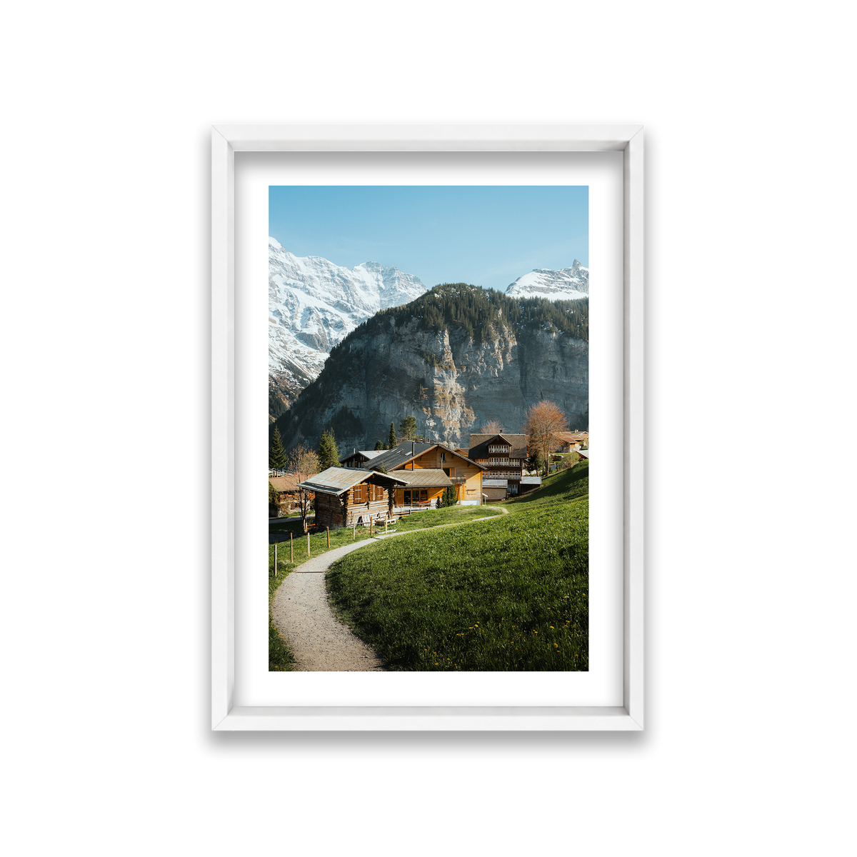 Swiss Village Living - Gimmelwald — Medium, Matte White, Shadow Box