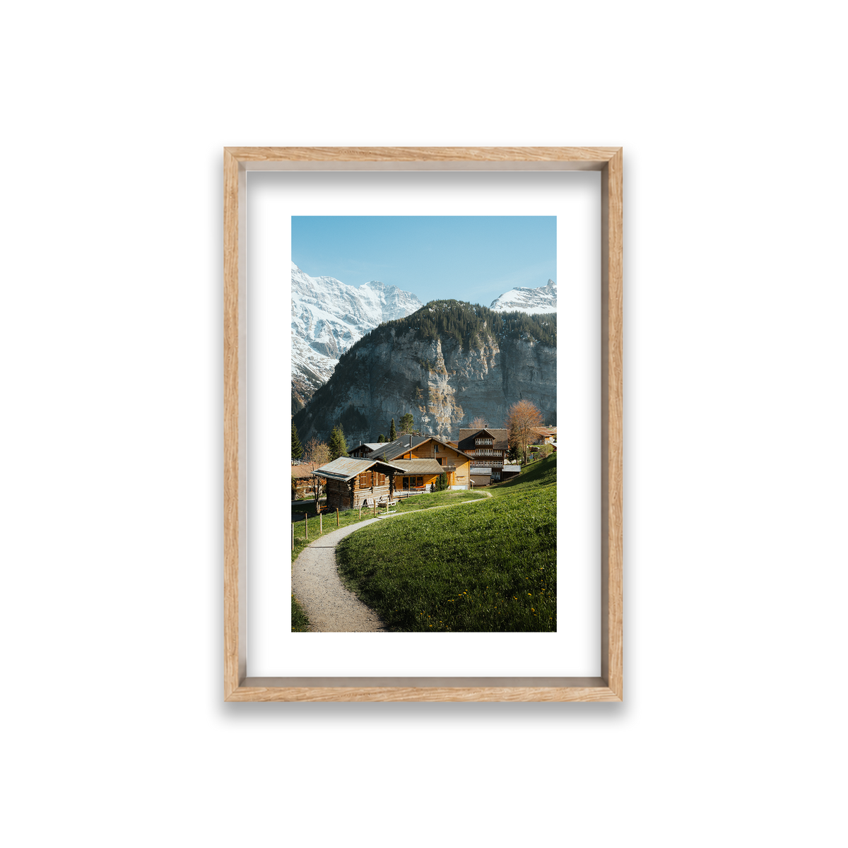 Swiss Village Living - Gimmelwald — Small, Natural Oak, Shadow Box