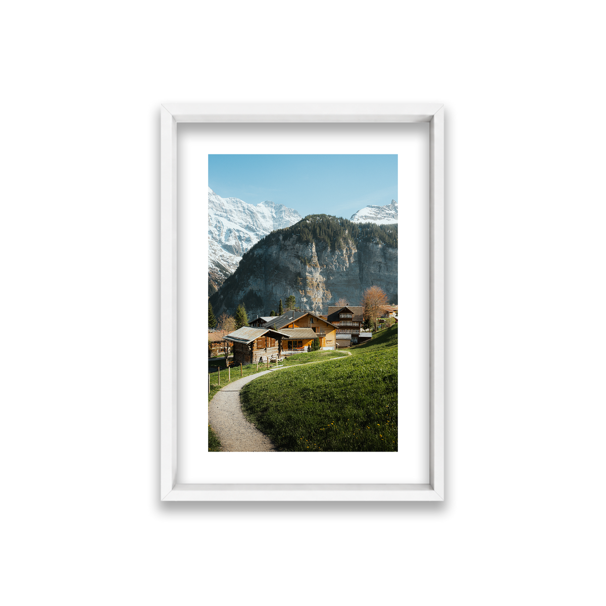 Swiss Village Living - Gimmelwald — Small, Matte White, Shadow Box