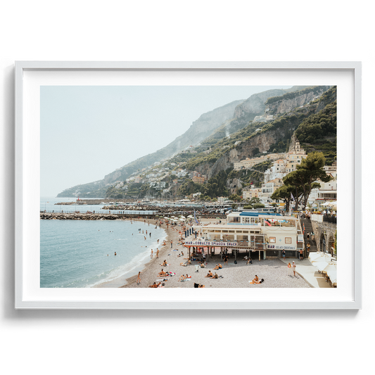 Amalfi Town Summer Day in Amalfi artwork presented in a white frame