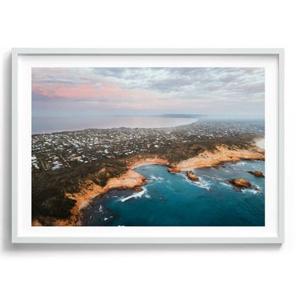 Diamond Bay Aerial II artwork presented in a white frame