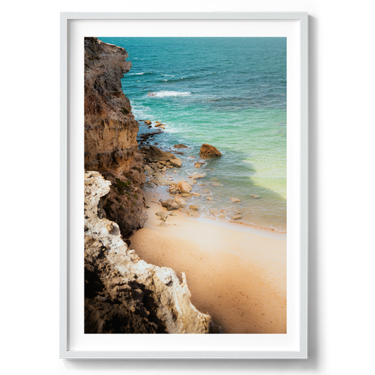 Ganarabba Beach Rocks in South Australia artwork presented in a white frame