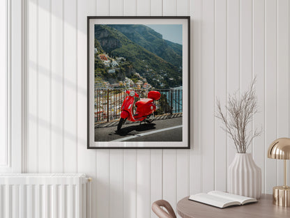 Red Vespa Amalfi Coast - Positano - Wall Art